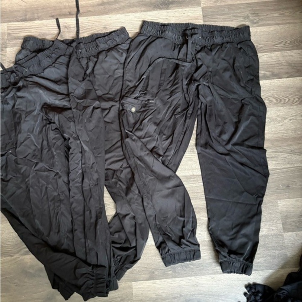 Black Jogger Pants Women Elastic Waist Drawstring Cargo Pockets Casual